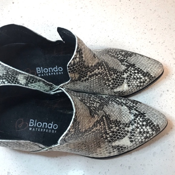 🔴 4/$15 BLONDO Waterproof Black & Gray Snakeskin Ankle Booties size 6.5 in EUC - Picture 10 of 14